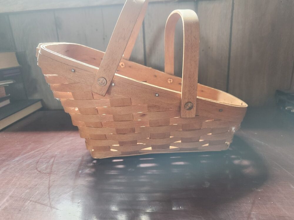 Longaberger Handwoven Shopping Tote Basket Single Arch Handle